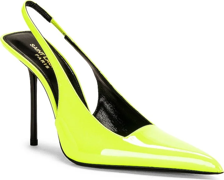 Saint Laurent Paloma Slingback Pump in Yellow - Image 2