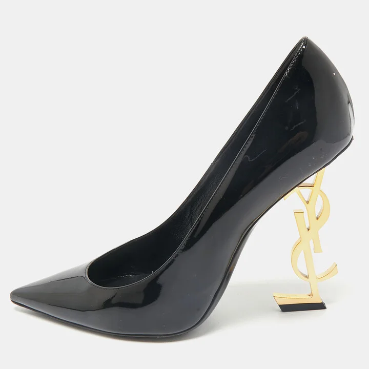 Saint Laurent Paris Black Patent Leather Opyum Pumps Size 39.5