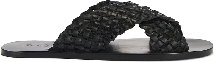 Saint Laurent Party Flat Sandal in Black