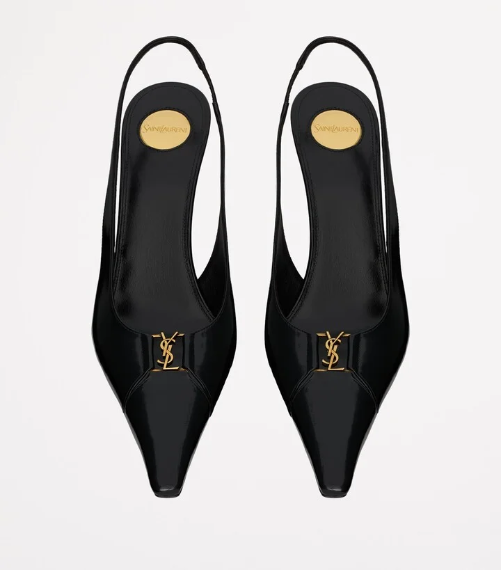 Saint Laurent Patent Leather Babylone Slingback Pumps 90 - Image 2
