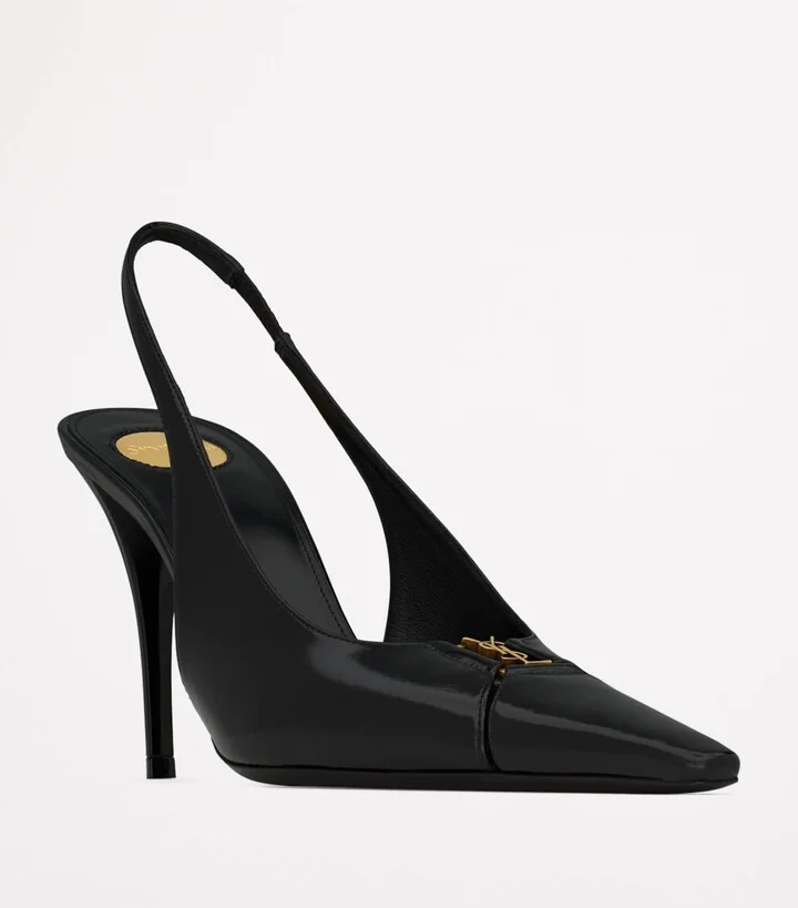 Saint Laurent Patent Leather Babylone Slingback Pumps 90 - Image 3