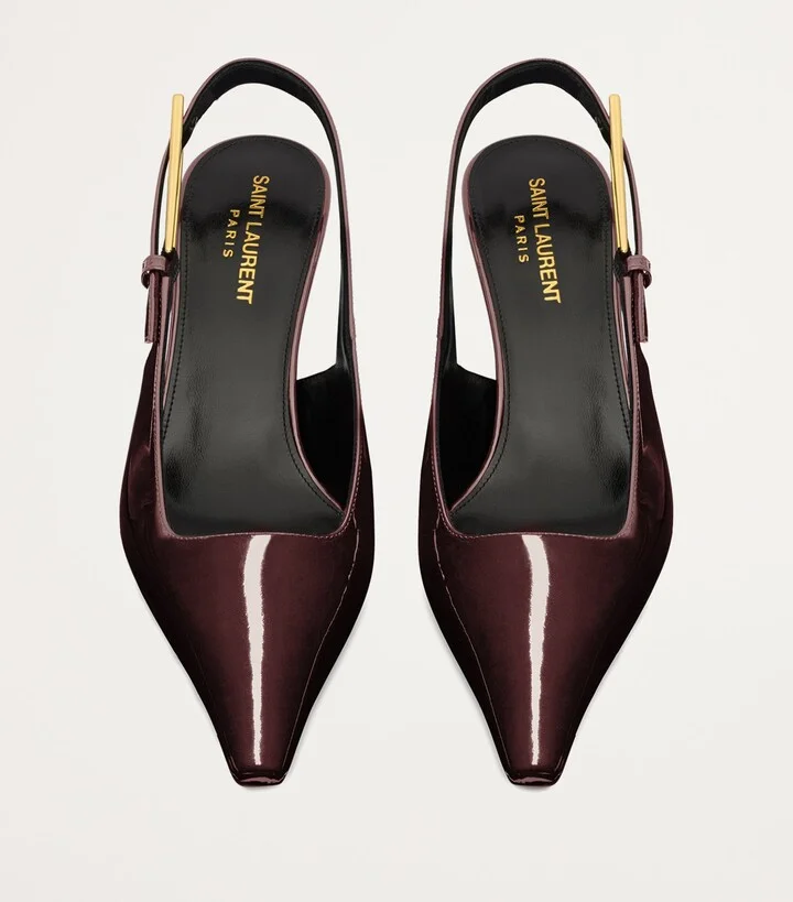 Saint Laurent Patent Leather Lee Slingback Pumps 75 - Image 3