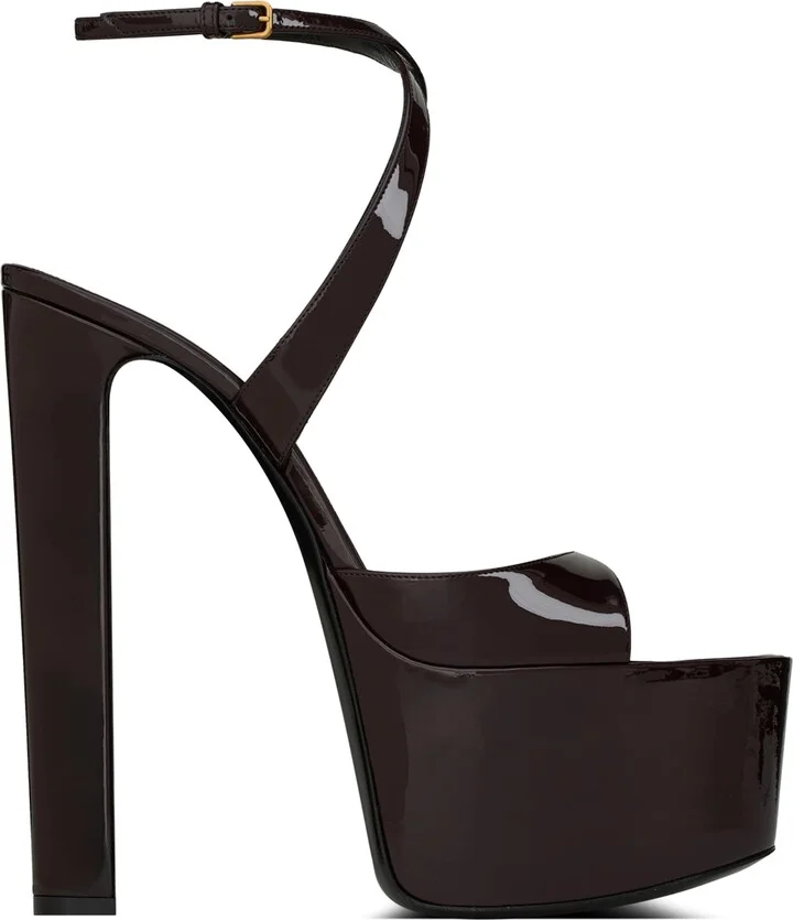 Saint Laurent Patent Leather Rossy Platform Sandals 100