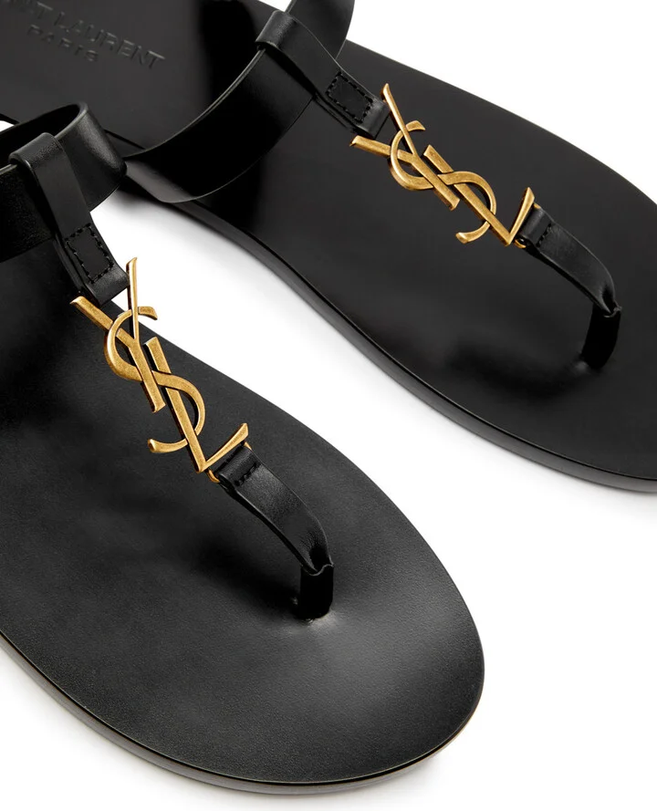 Saint Laurent Pepe 05 Leather Flip Flops - Image 3