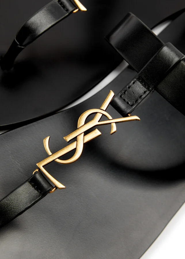 Saint Laurent Pepe 05 Leather Flip Flops - Image 4