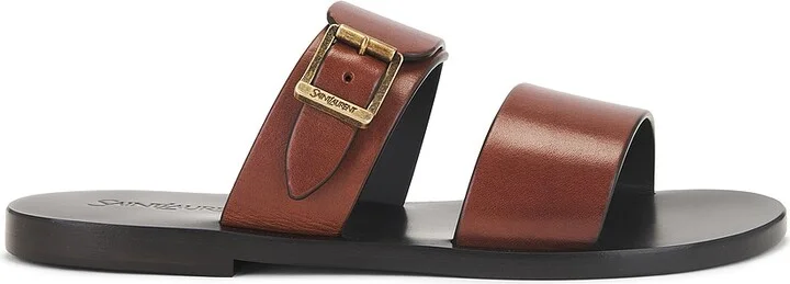 Saint Laurent Pepe Slide Sandal in Brown