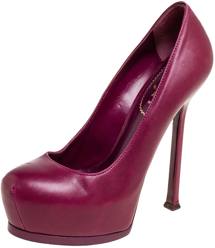 Saint Laurent Plum Leather Tribtoo Pumps Size 35.5