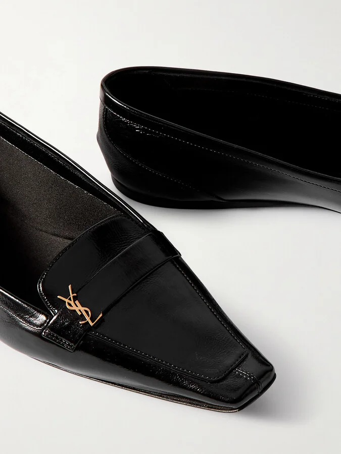 SAINT LAURENT - Poppy Logo-embellished Leather Loafers - Black - Image 4