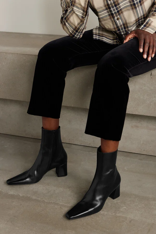 SAINT LAURENT - Rainer Leather Ankle Boots - Black - Image 2