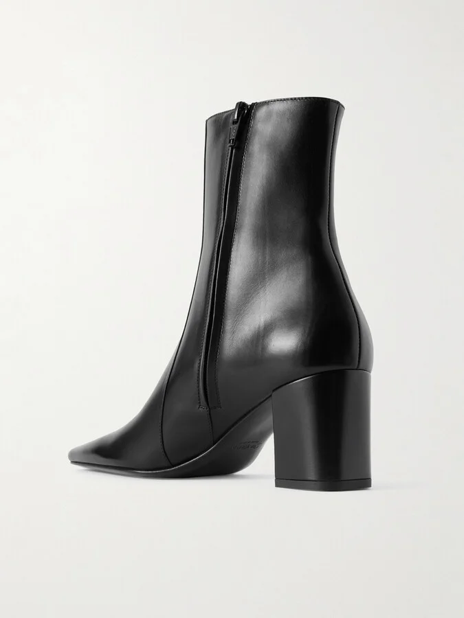 SAINT LAURENT - Rainer Leather Ankle Boots - Black - Image 3