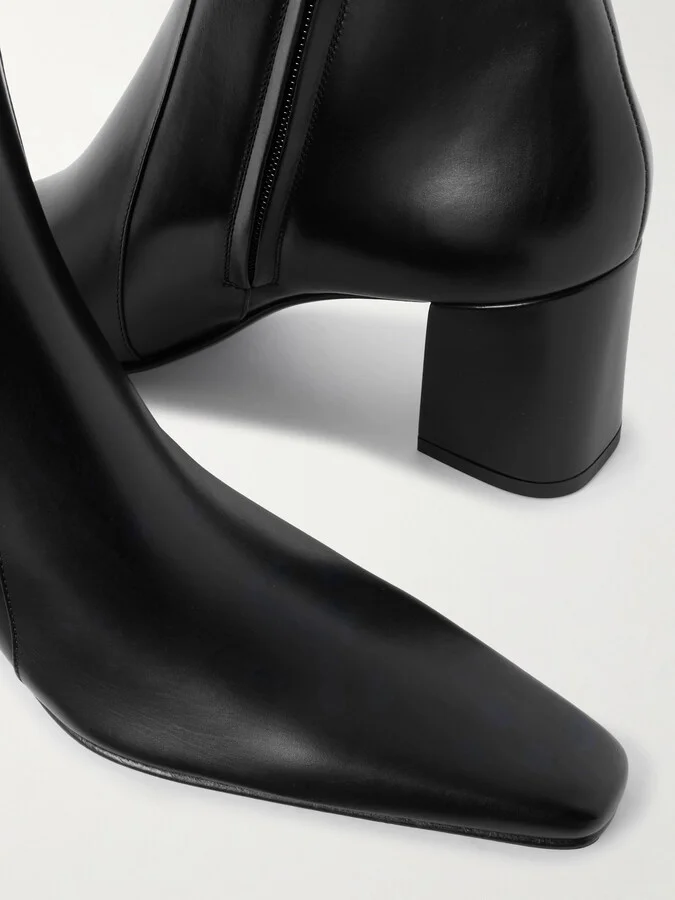 SAINT LAURENT - Rainer Leather Ankle Boots - Black - Image 4