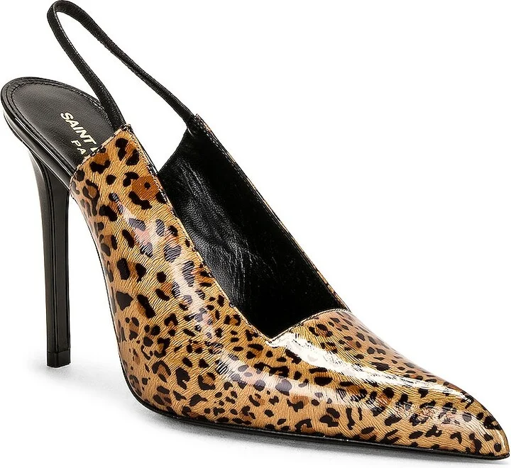 Saint Laurent Raven Slingback Pump in Brown - Image 2