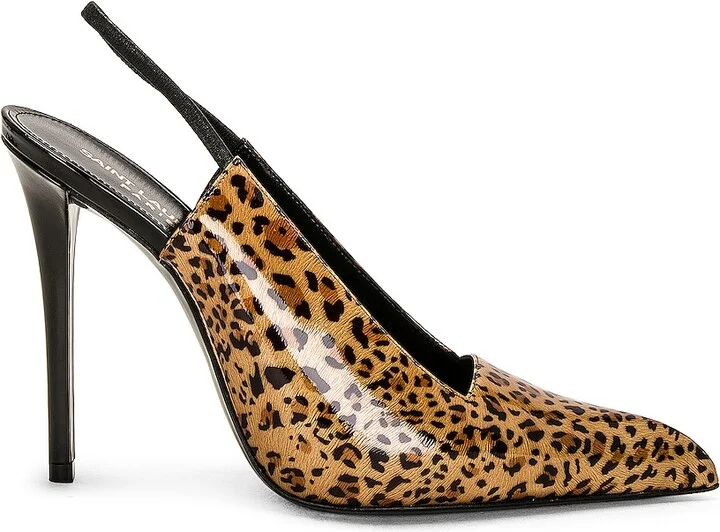 Saint Laurent Raven Slingback Pump in Brown