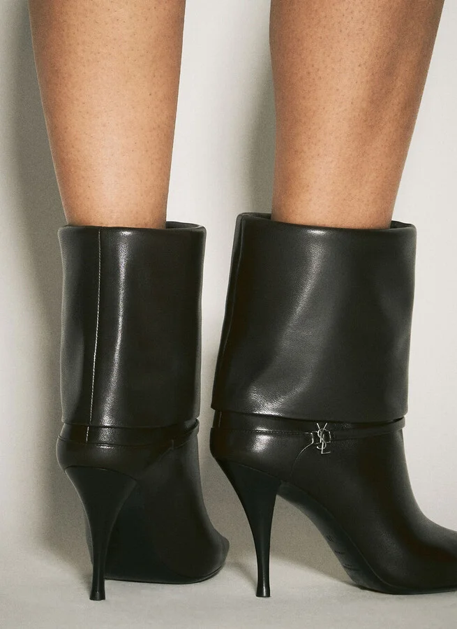 Saint Laurent Ricky Leather Boots - Woman Boots Brown Eu - 37 - Image 5