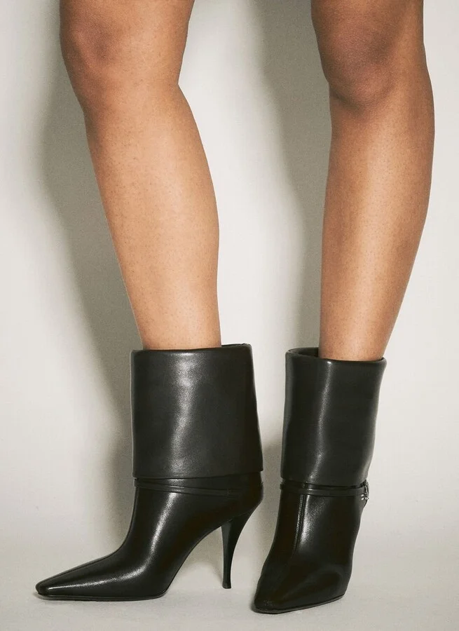 Saint Laurent Ricky Leather Boots - Woman Boots Brown Eu - 37