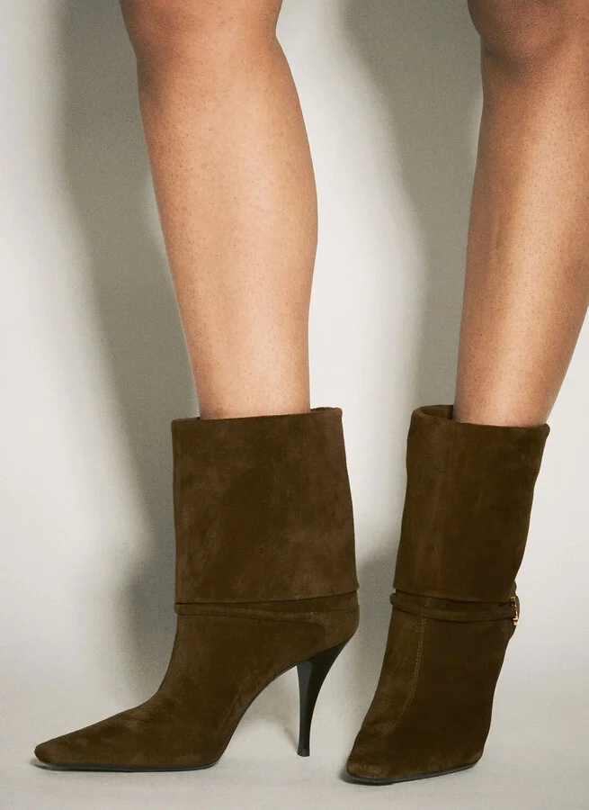 Saint Laurent Ricky Suede Boots - Woman Boots Brown Eu - 41 - Image 3