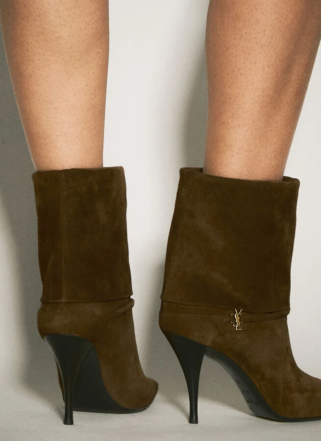 Saint Laurent Ricky Suede Boots - Woman Boots Brown Eu - 41 - Image 5