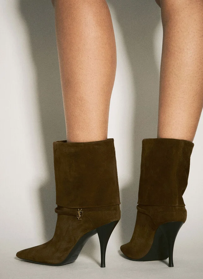 Saint Laurent Ricky Suede Boots - Woman Boots Brown Eu - 41 - Image 6