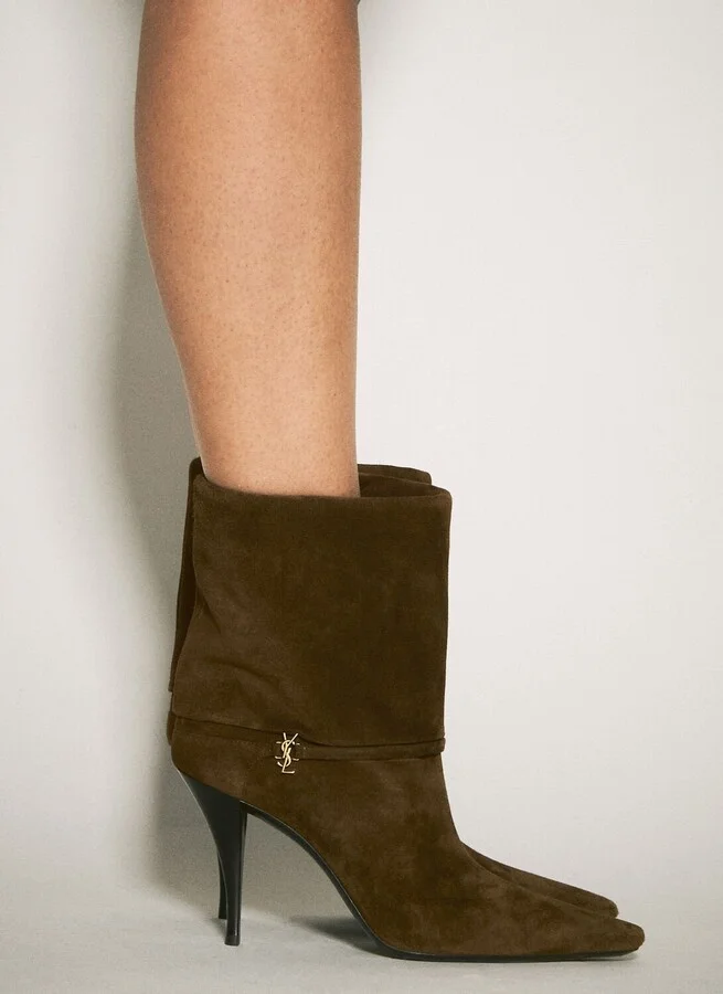 Saint Laurent Ricky Suede Boots - Woman Boots Brown Eu - 41