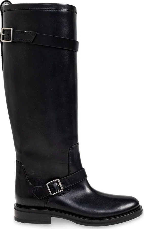 Saint Laurent River Round Toe Buckled Boots