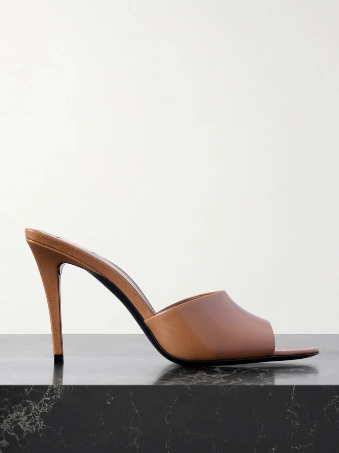 SAINT LAURENT - Romy Leather Mules - Brown
