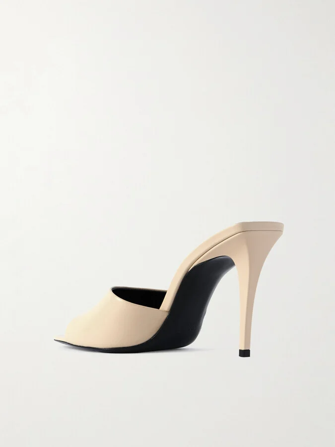 SAINT LAURENT - Romy Leather Mules - Cream - Image 3