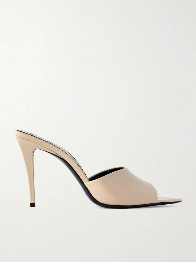 SAINT LAURENT - Romy Leather Mules - Cream