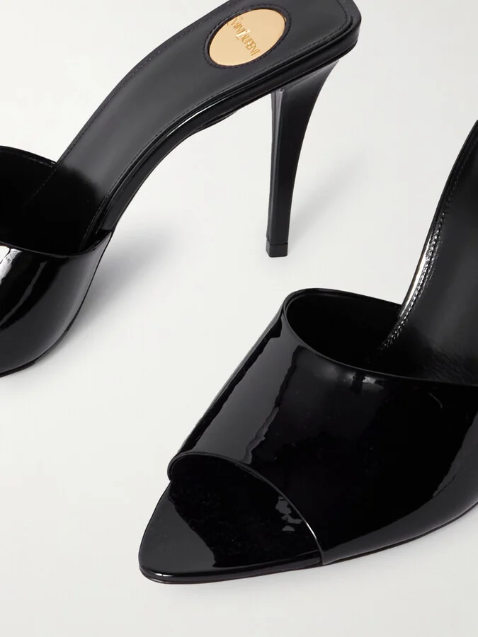 SAINT LAURENT - Romy Patent-leather Mules - Black - Image 4