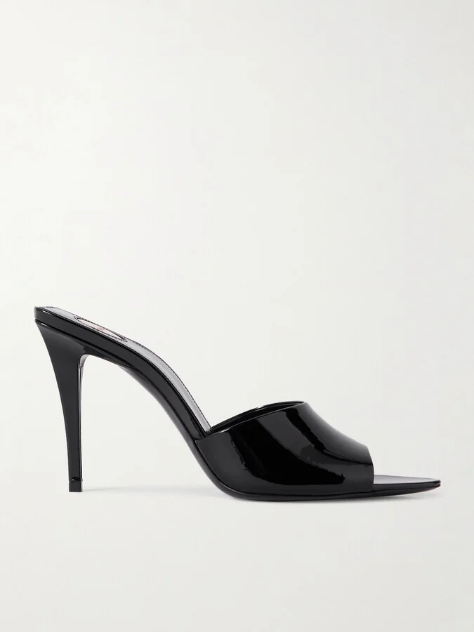 SAINT LAURENT - Romy Patent-leather Mules - Black