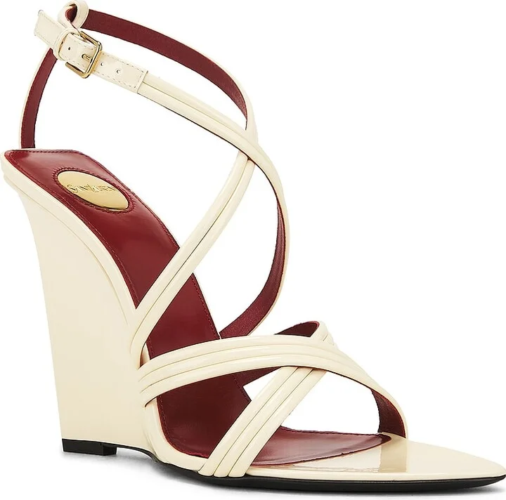 Saint Laurent Rossi Wedge Sandal in Ivory - Image 2