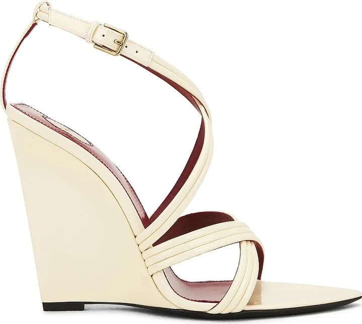 Saint Laurent Rossi Wedge Sandal in Ivory