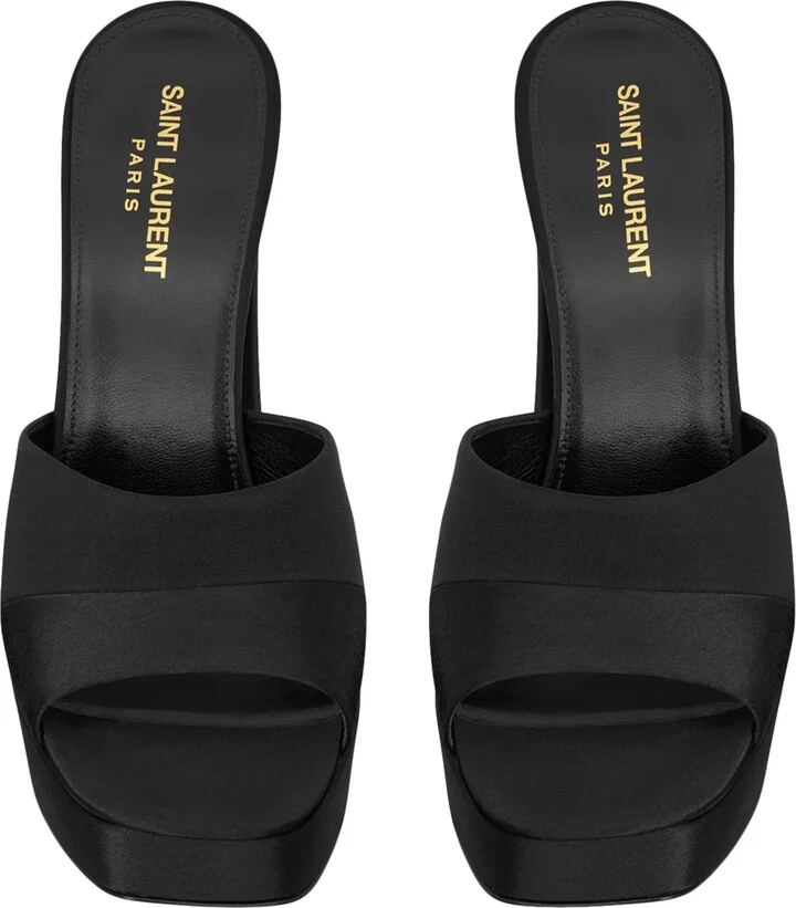 Saint Laurent Satin Boogie Platform Mules 110 - Image 2