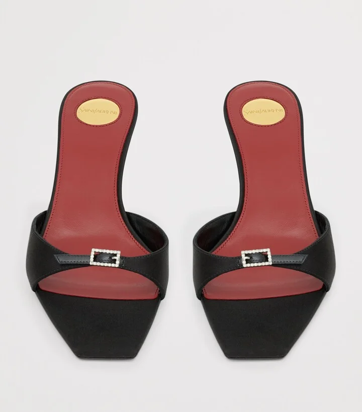 Saint Laurent Satin Daisy Mules 50 - Image 2