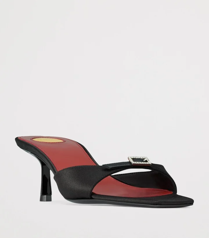 Saint Laurent Satin Daisy Mules 50 - Image 3