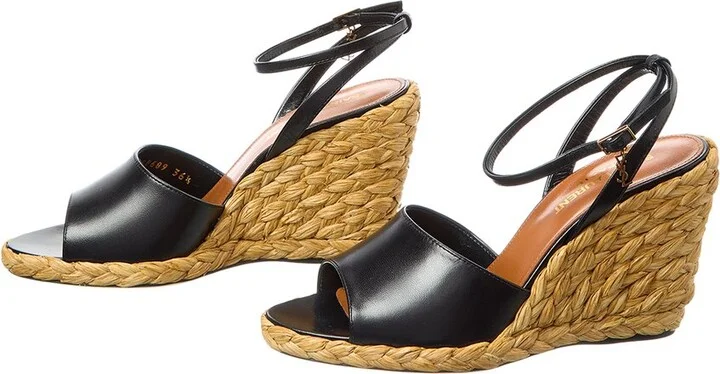 Saint Laurent Sexy 95 Leather Wedge Sandal (Authentic Pre-Loved) - Image 2