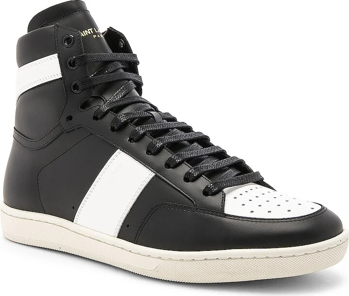 Saint Laurent Signature Court Classic SL/10H Leather High Top Sneakers in Black - Image 2