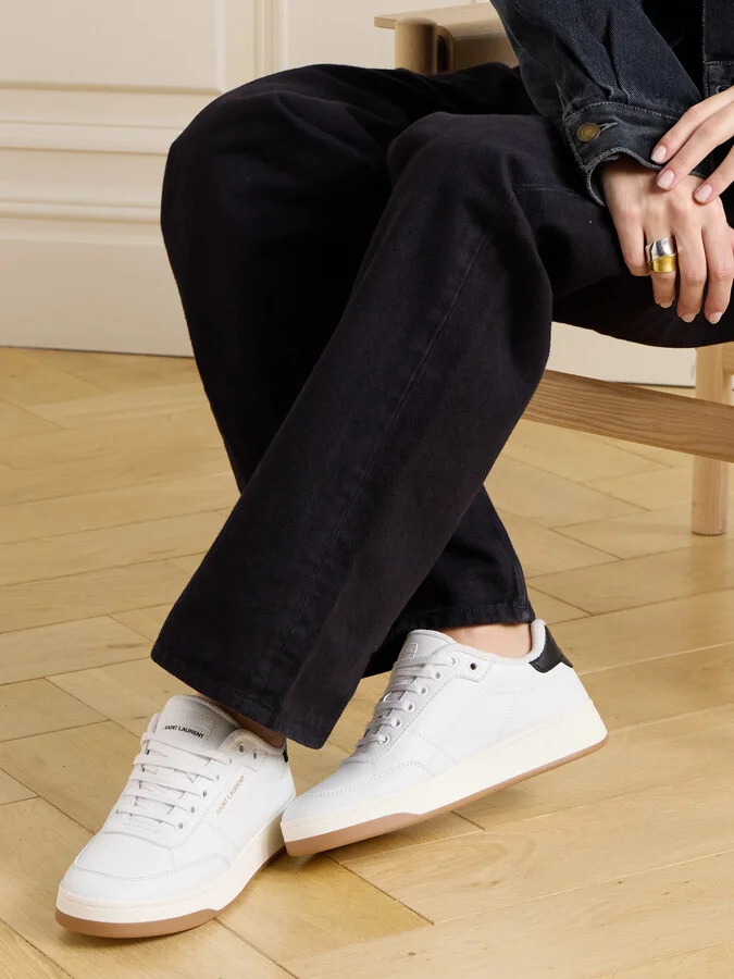 SAINT LAURENT - Sl/61 Logo-print Leather Sneakers - White - Image 2