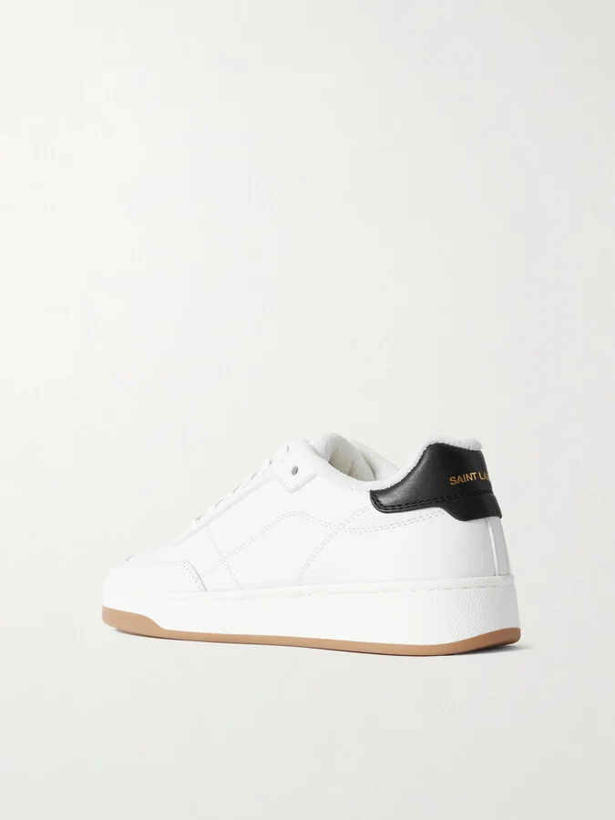 SAINT LAURENT - Sl/61 Logo-print Leather Sneakers - White - Image 3