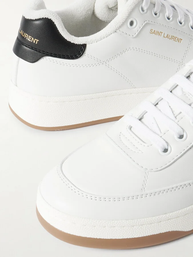 SAINT LAURENT - Sl/61 Logo-print Leather Sneakers - White - Image 4