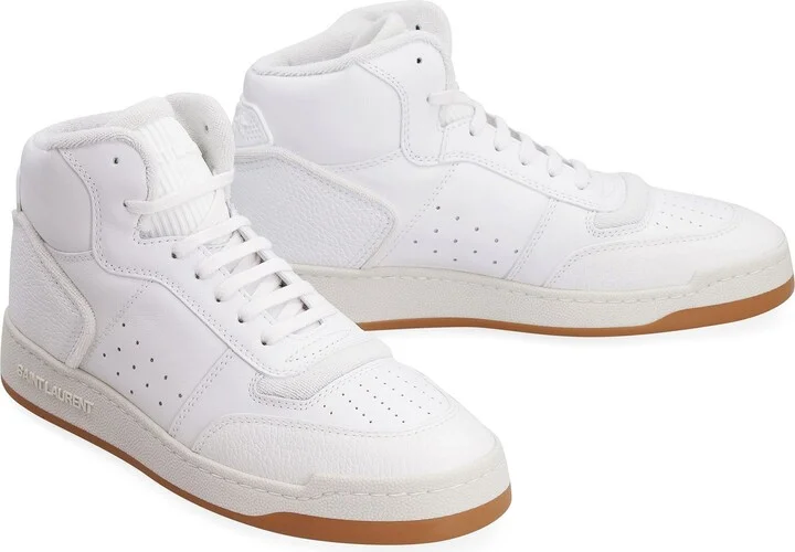 Saint Laurent Sl/80 Leather High-Top Sneakers - Image 2
