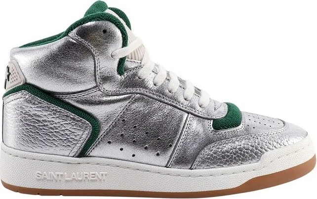 Saint Laurent SL/80 Metallic Effect Mid-Top Sneakers