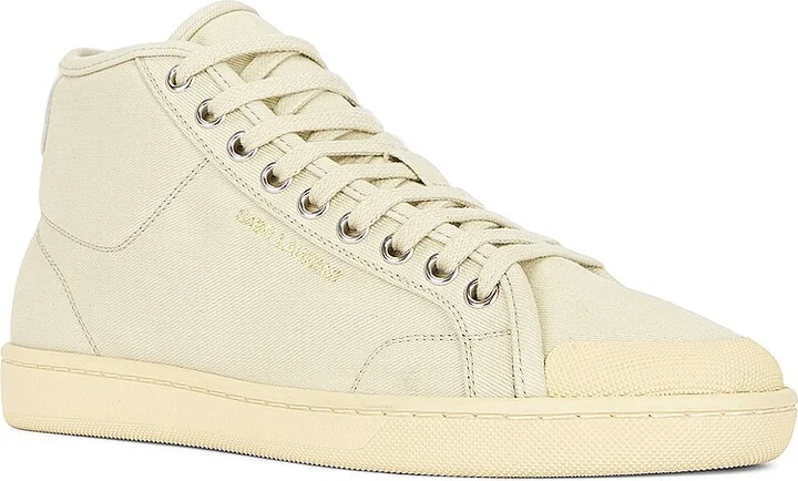 Saint Laurent SL39 Mid Top Sneaker in Beige - Image 2