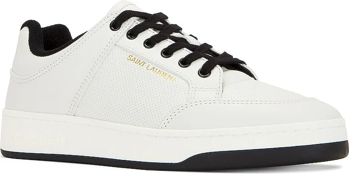 Saint Laurent SL61 Low Top Sneaker Cuir Meridiano Micro Perf in White - Image 2