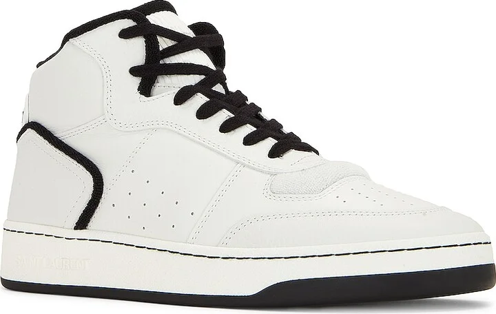 Saint Laurent SL80 Mid Top Sneaker Cuir Meridiano Graine in White - Image 2