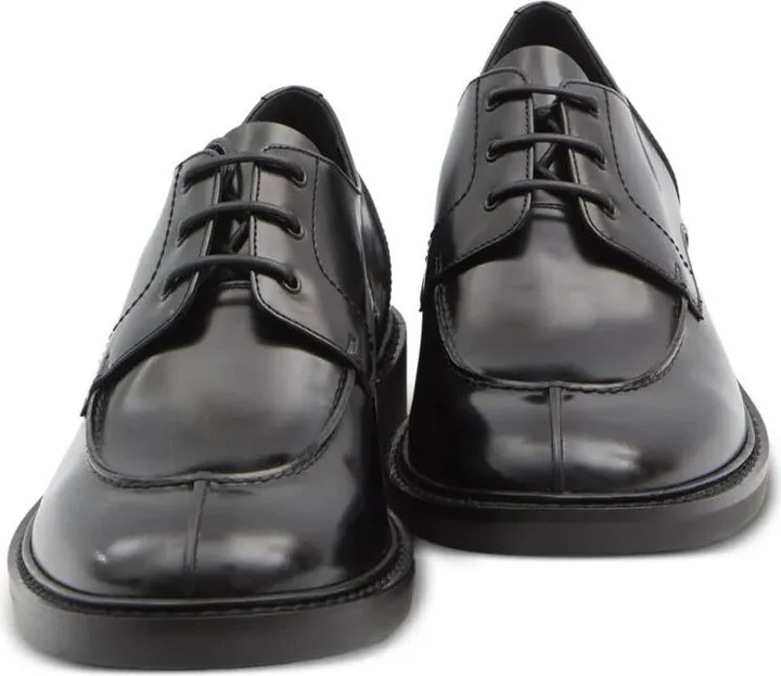 Saint Laurent Smooth Leather Linen Derbies Shoes - Image 2