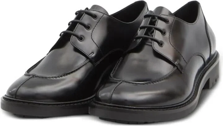Saint Laurent Smooth Leather Linen Derbies Shoes - Image 4