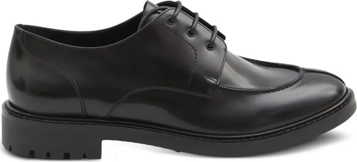 Saint Laurent Smooth Leather Linen Derbies Shoes