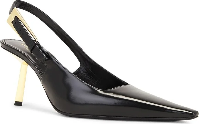 Saint Laurent Stone Slingback Pump in Black - Image 2