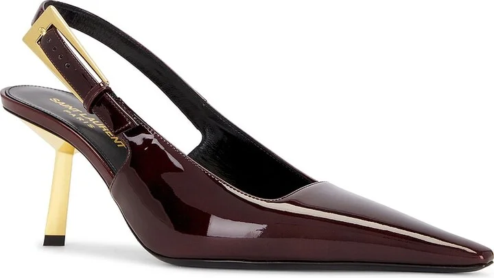 Saint Laurent Stone Slingback Pump in Burgundy - Image 2