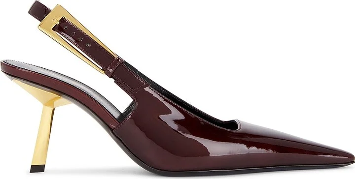 Saint Laurent Stone Slingback Pump in Burgundy